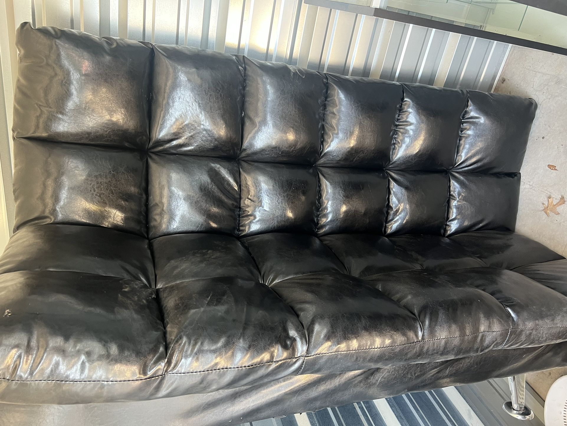 Real Leather Futon Perfect Condition 