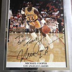 8x10 L. A. Lakers, Micheal Cooper Signed Picture, On Frame.