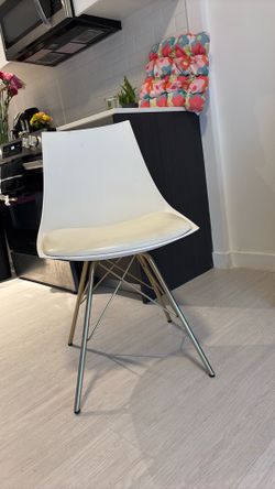 White Chair with Gold Legs + Cushion