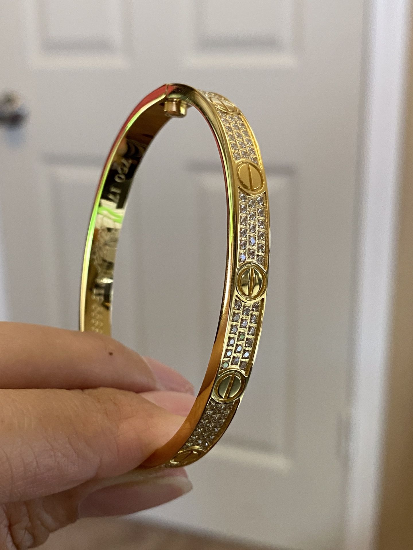 Gold Full CZ Love Bangle Bracelet Size 16-19