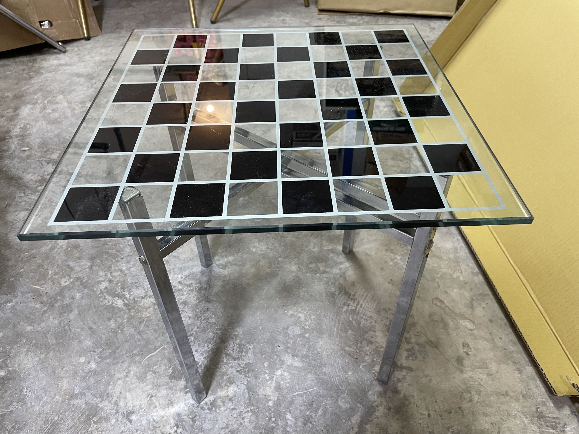 Chess Checkers Modern Glass End Table