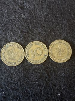 This is a 1949 German 5 or 10 Pfennig coin 