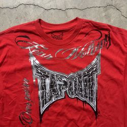 Vintage 2000’s Y2K Tap Out UFC “Fear Nothing” Foil Print Graphic T-Shirt L