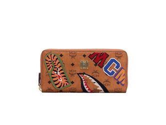 MCM x BAPE Shark Zip Around Wallet Visetos Large Cognac (Brand New With Box)