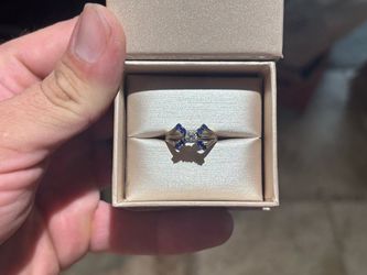White Gold Sapphire and Diamond Crown Ring