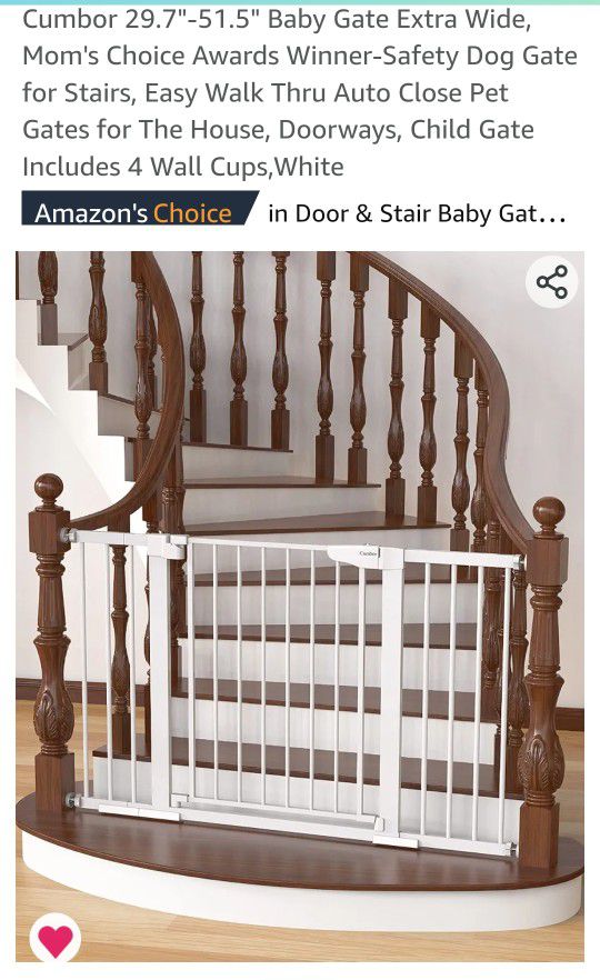 29.7"-51.5" Baby Gate Extra Wide, Mom's Choice Awards Winner-Safety Dog Gate for Stairs, Easy Walk Thru Auto Close Pet Gates for The House, Doorways, 