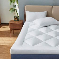 3inch Thick Microfiber Mattress Topper Queen Size White & Gray ,King Size White