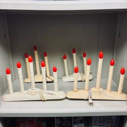 Lot of 4 Candoliers Vintage Plastic Electric 5-Light & 3-Light Window Candles