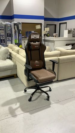 DEEP Brown and Black Gaming Chair with Footrest and Lumbar Support