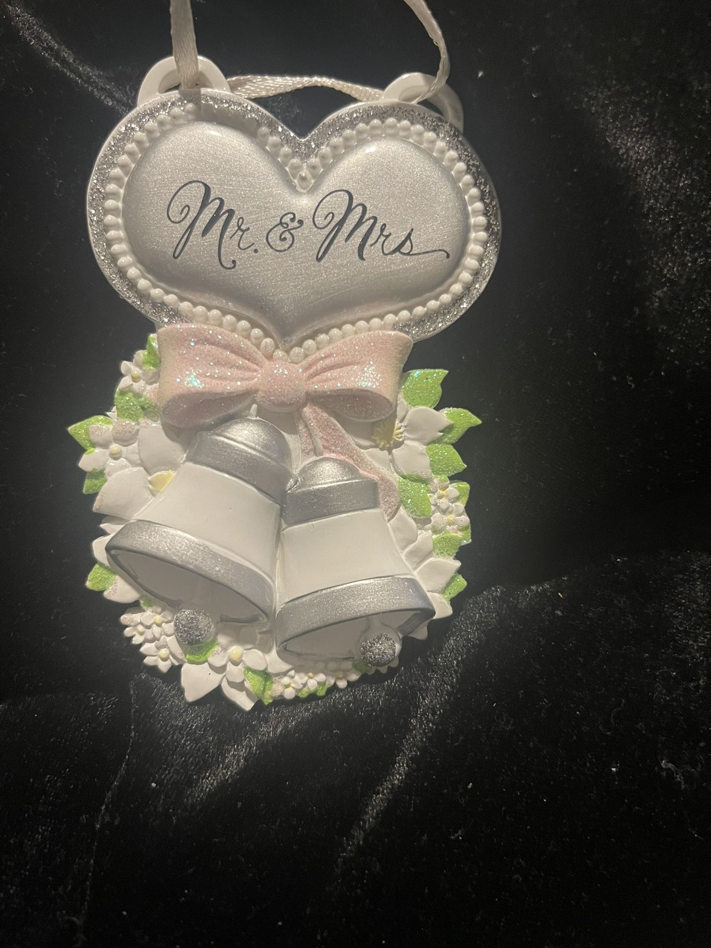 Kurt Adler 4” High Mr & Mrs Ornament Heart With Bells