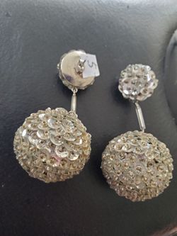 Vintage silver sequins large balls earrings