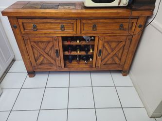 Rustic Wood Sideboard with Wine Rack