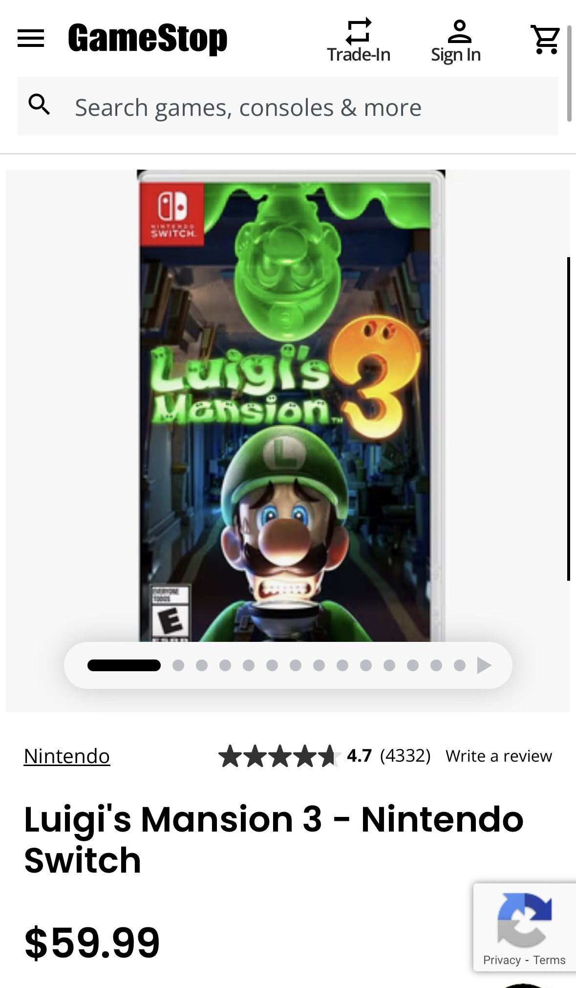 Nintendo Switch. Luigi’s Mansion 3