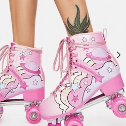 Dolls Kill Sugar Thrillz Groovy Galaxy Roller Skates 
