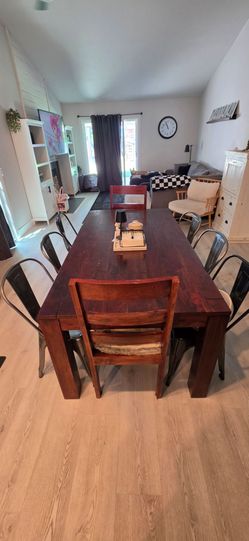 Wood table with chairs