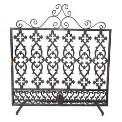 Vintage Fireplace Screen Grate Cast Iron Ornate Scroll Design Home *As Is