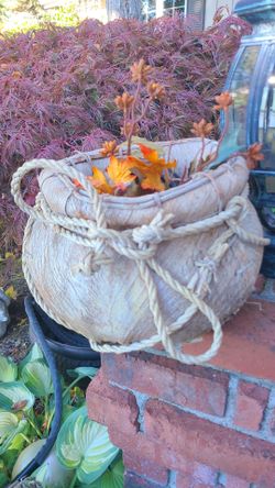 Bark twig Basket Coconut Fiber Vintage Rustic hand Woven Container Plant Pot