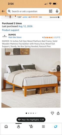 Full Size Wood Bed Frame (Read Full Discription