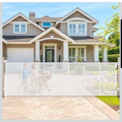 Extra Wide Retractable Baby Gate 200 Inch Dog Gate 48 Inch Tall Safety Mesh Gate White