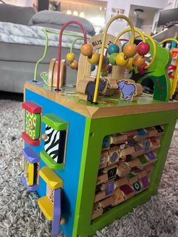 Wooden Kids Activity Cube Busy Zoo