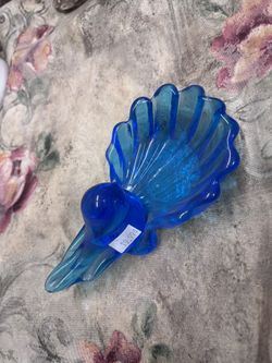 Leo Ward Signed Blue Bird Shell Trinket Dish