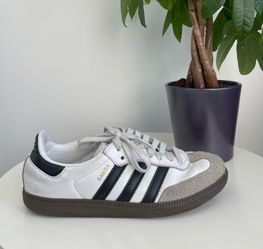 Women Size 6.5 adidas Samba OG Cloud White Core Black Shoes Boy Size 5