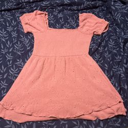 Pink summer dress with pockets and built in shorts 