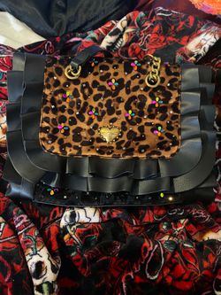 Betsey Johnson Leopard print & gold purse