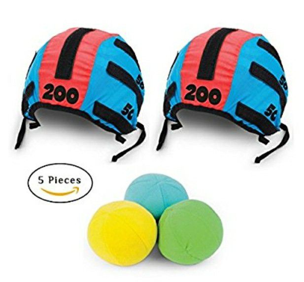 NEW! Toss Head Games for Adults and Kids – Best Family Games and Ball Toss Game Set with 5 Pieces, 2 Headbands Caps Hats and 3