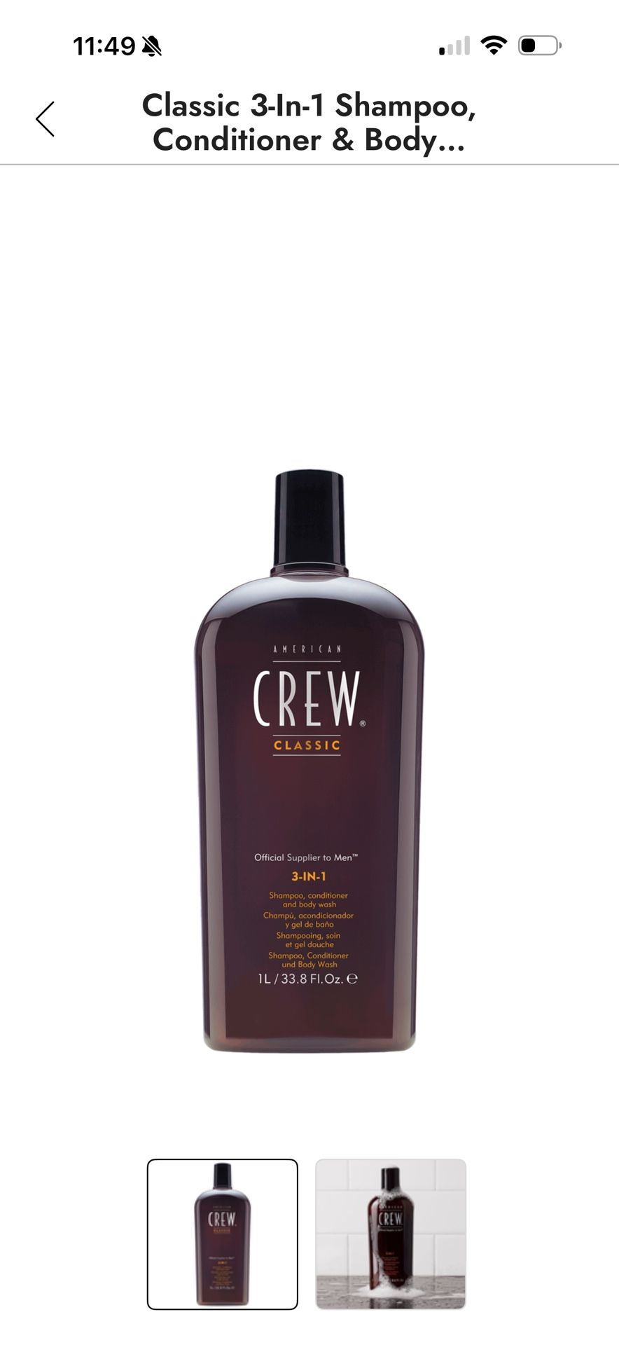 Classic 3-In-1 Shampoo, Conditioner & Body Wash 1Litter