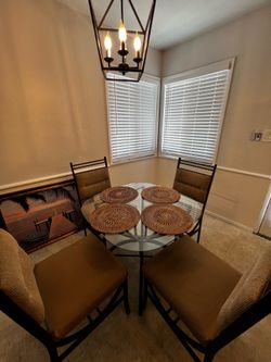 Glass Top Dining Table with 4 Chairs