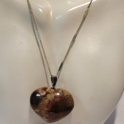 Chocolate Calcite Heart Pendant Necklace 