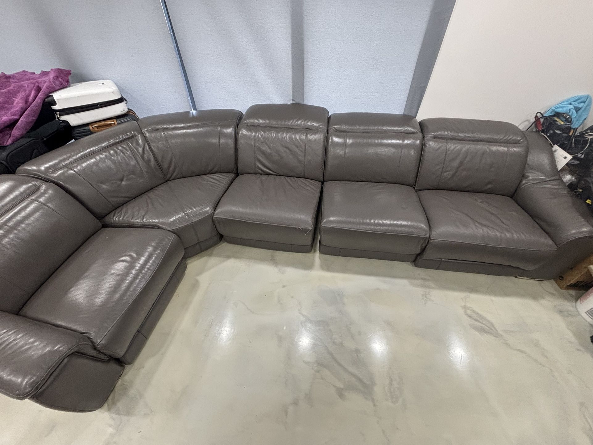 Gray Leather Sofa