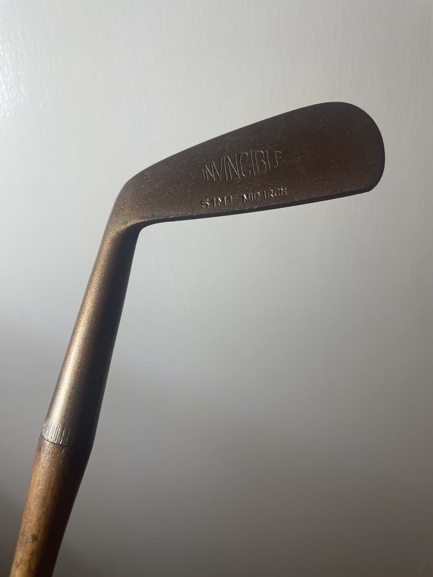 Antique Invincible Mid Iron Golf Club Wood Shaft 51M1 Hickory Hand Made Left LH