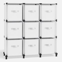 SONGMICS Organizer Storage Boxes Cube Organizer Set of 9 - White