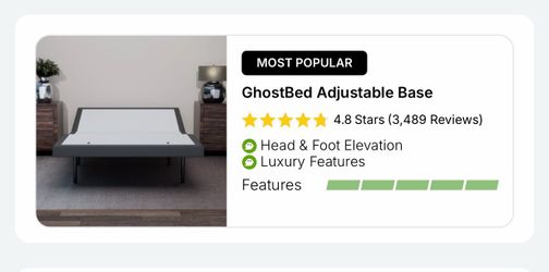 Ghost-bed,  queen mattress and adjustable bed frame