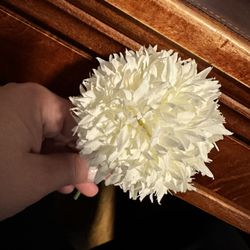 White Pom Artificial Flowers 