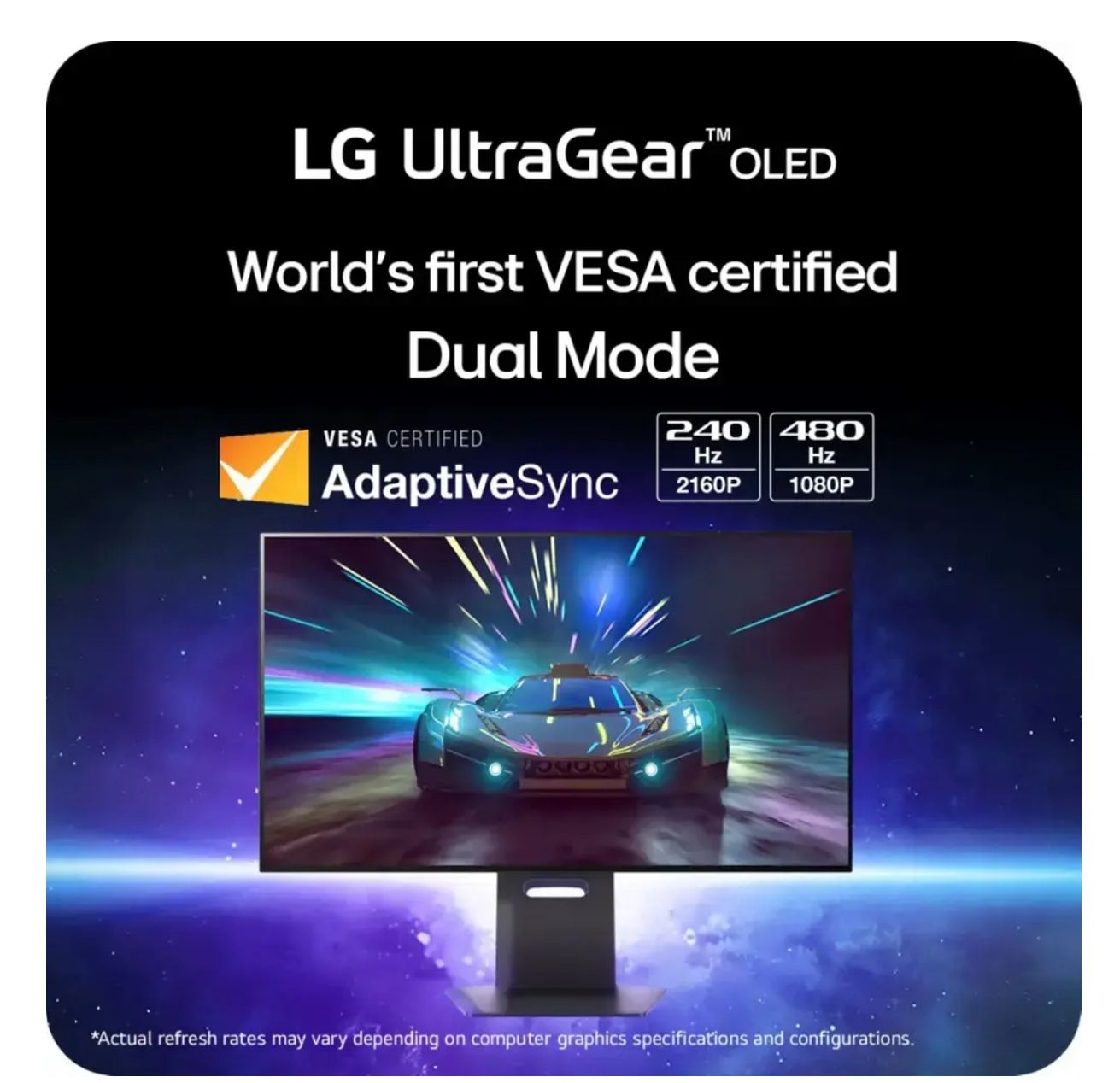 LG LG - UltraGear 32" OLED Dual Mode (4K UHD 240Hz,FHD 480Hz), 0.03ms NVIDIA G-SYNC Compatible, AMD Freesync Pro Gaming Monitor - Black