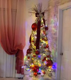 6ft Prelit Canaan Fir Snow Flocked Christmas Tree with Remote