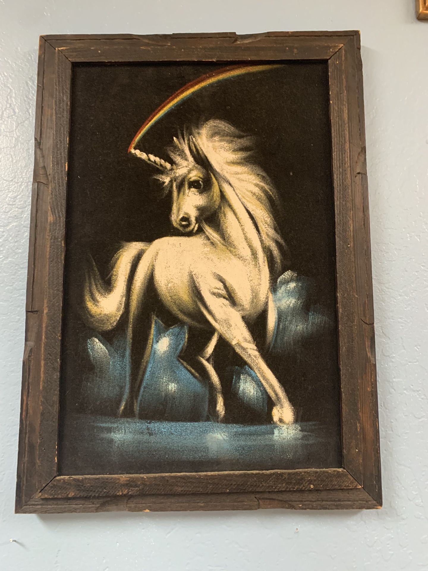 Vintage Velvet Unicorn Painting