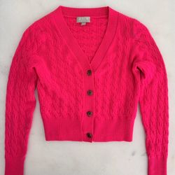 J.Crew 100% cashmere cropped sweater  fuchsia size S