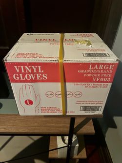 Large VINYL gloves, powder free, made by Interplast