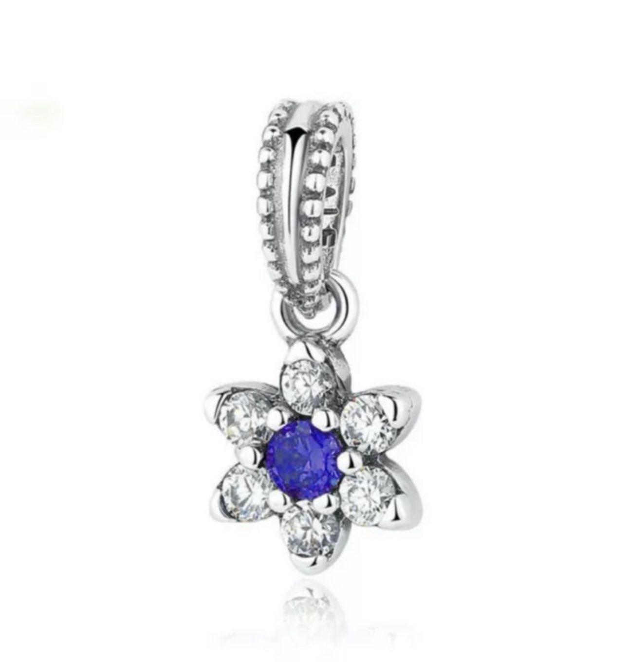 Sapphire Flower Charm Dangle