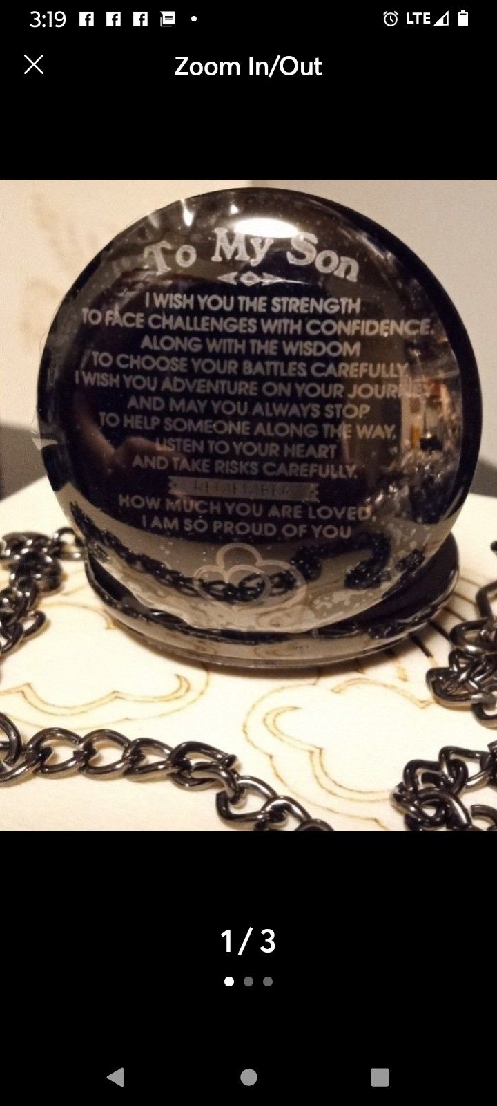 " TO MY SON " POCKET WATCH-- BLACK TONE--WOODEN BOX IS INCLUDED!D