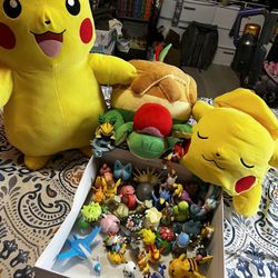 Pokémon Plush & Figure Lot – Jumbo Pikachu, Sleeping Pikachu, Jumbo Tortterra 30+ Figures