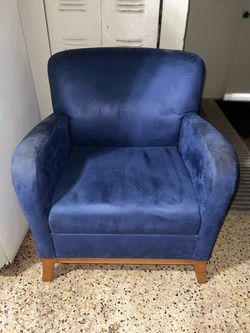 2 Blue Upholstered Armchair with Wood Legs (x2 for 75)