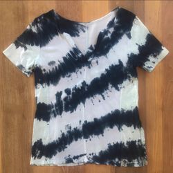Dark and Light Teal v-neck tie dye shirt