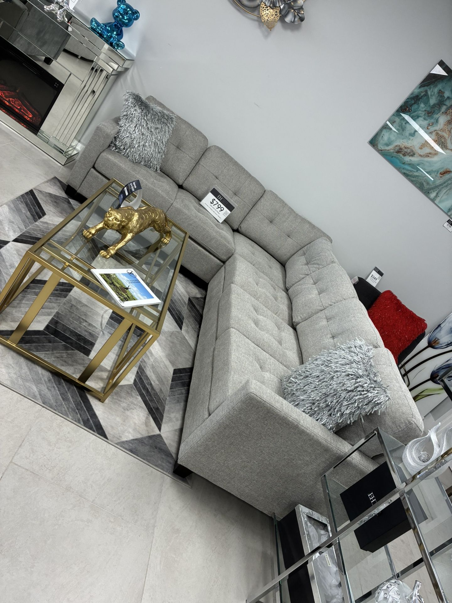 New Sectional Grey, Beige Or Dark Grey