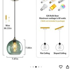 ARIAMOTION Glass Pendant, Lights, Smoke Green Color