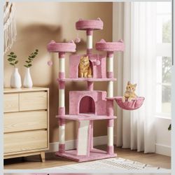 68.5in Cat Tree for Large Cats, Multi-Level Cat Tower with 3 Wide Perches, Large Condo, Stable Pet Play House w/Sisal-Covered Scratching Posts & Board